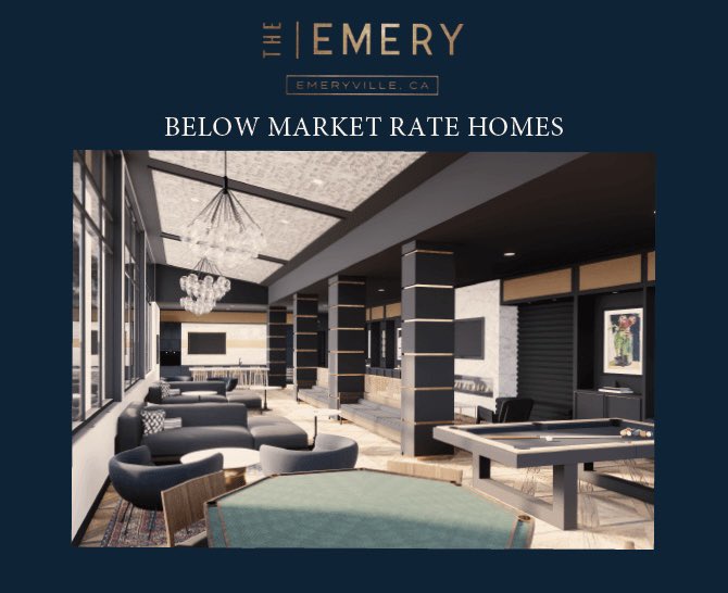 TheEvilleEye's tweet photo. The Emery Apartment complex is now accepting applications for 52 Below Market Rate units.
Deadline is 5/12 with the lottery taking place on 5/19 with move-ins expected shortly after.

Apply here 👇🏼
https://t.co/wlaOZX5Bgk https://t.co/wAAgRisD4h