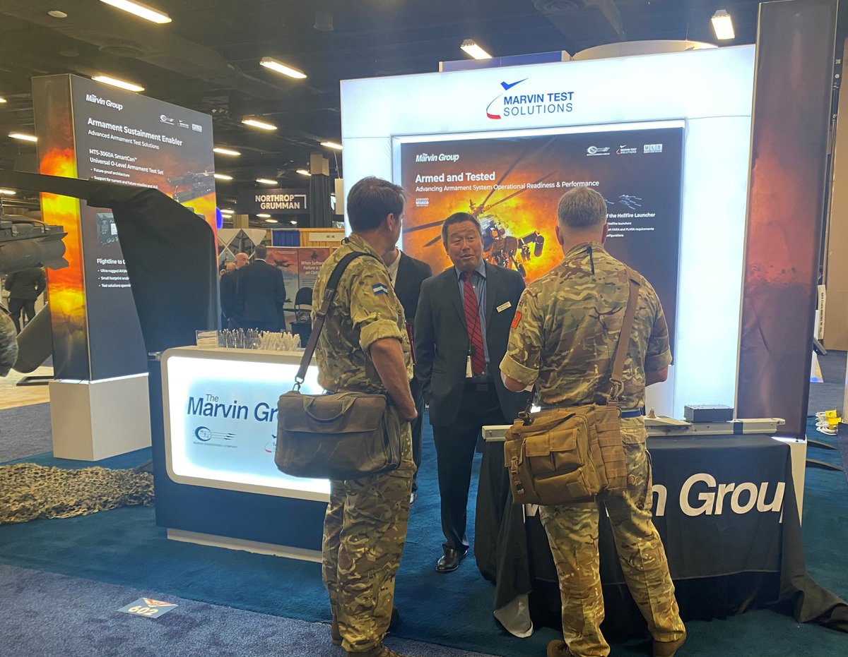 MarvinTestSoln's tweet photo. Scenes from @Army_Aviation #23Summit where we have had a great week meeting with the @Army_Aviation community to discuss our Hellfire Scalable Rail Launchers (HSRL) and SmartCan Universal O-Level Armament Test Set. https://t.co/GlPU9F20ai