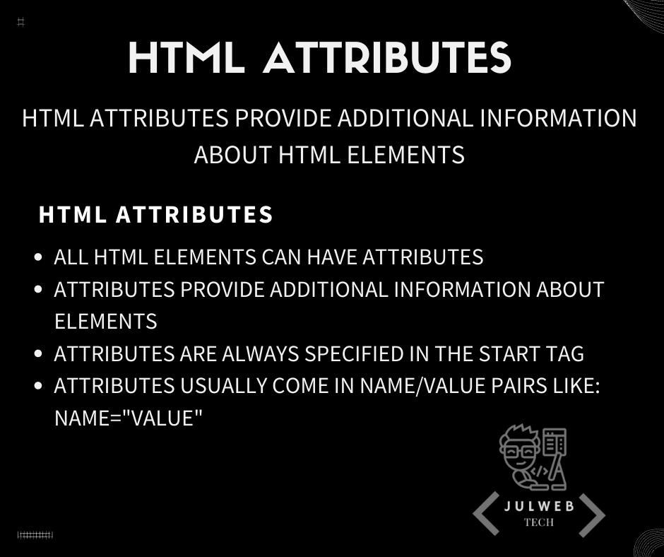 JulwebTech's tweet image. HTML Attributes

#HTML 
#webdevelopment 
#webdesigner 
#julwebtech