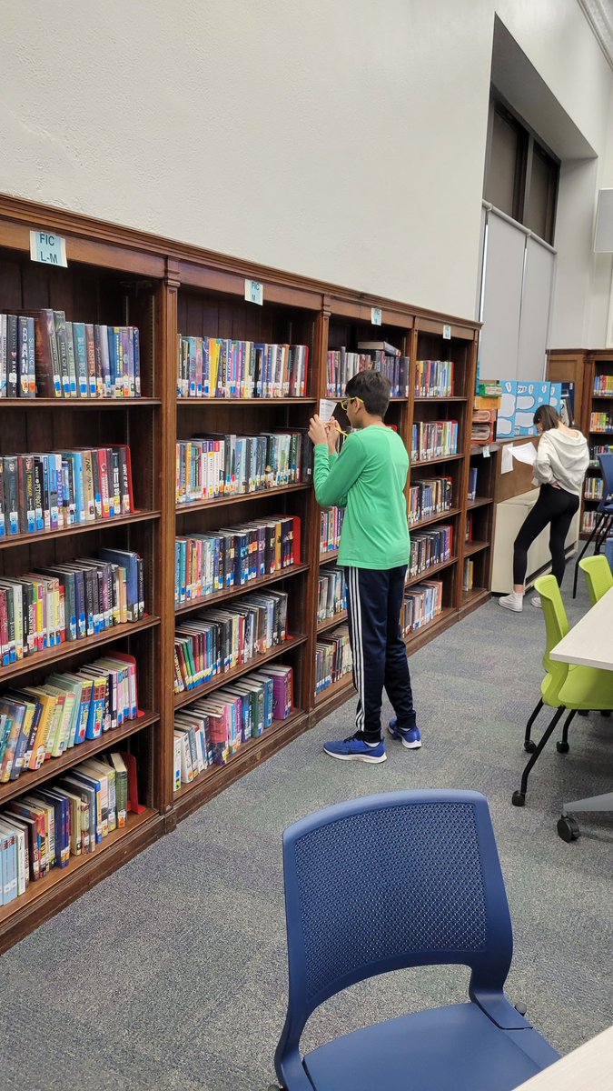z_gross's tweet photo. Students had a great time completing our literary scavenger hunt in celebration of National Library Week and School Library Month. The entire activity was created by 7th grader Riana P. @MillburnMSPrin @millburnschools https://t.co/XyGdu3N21A