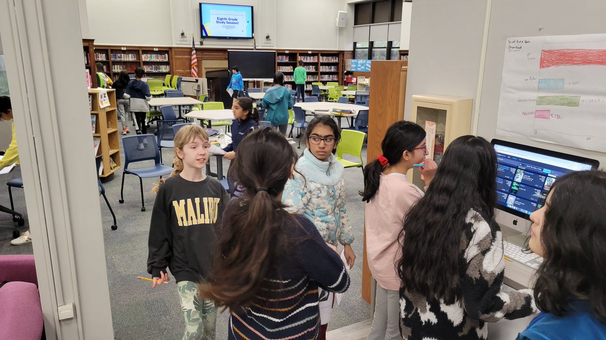 z_gross's tweet photo. Students had a great time completing our literary scavenger hunt in celebration of National Library Week and School Library Month. The entire activity was created by 7th grader Riana P. @MillburnMSPrin @millburnschools https://t.co/XyGdu3N21A