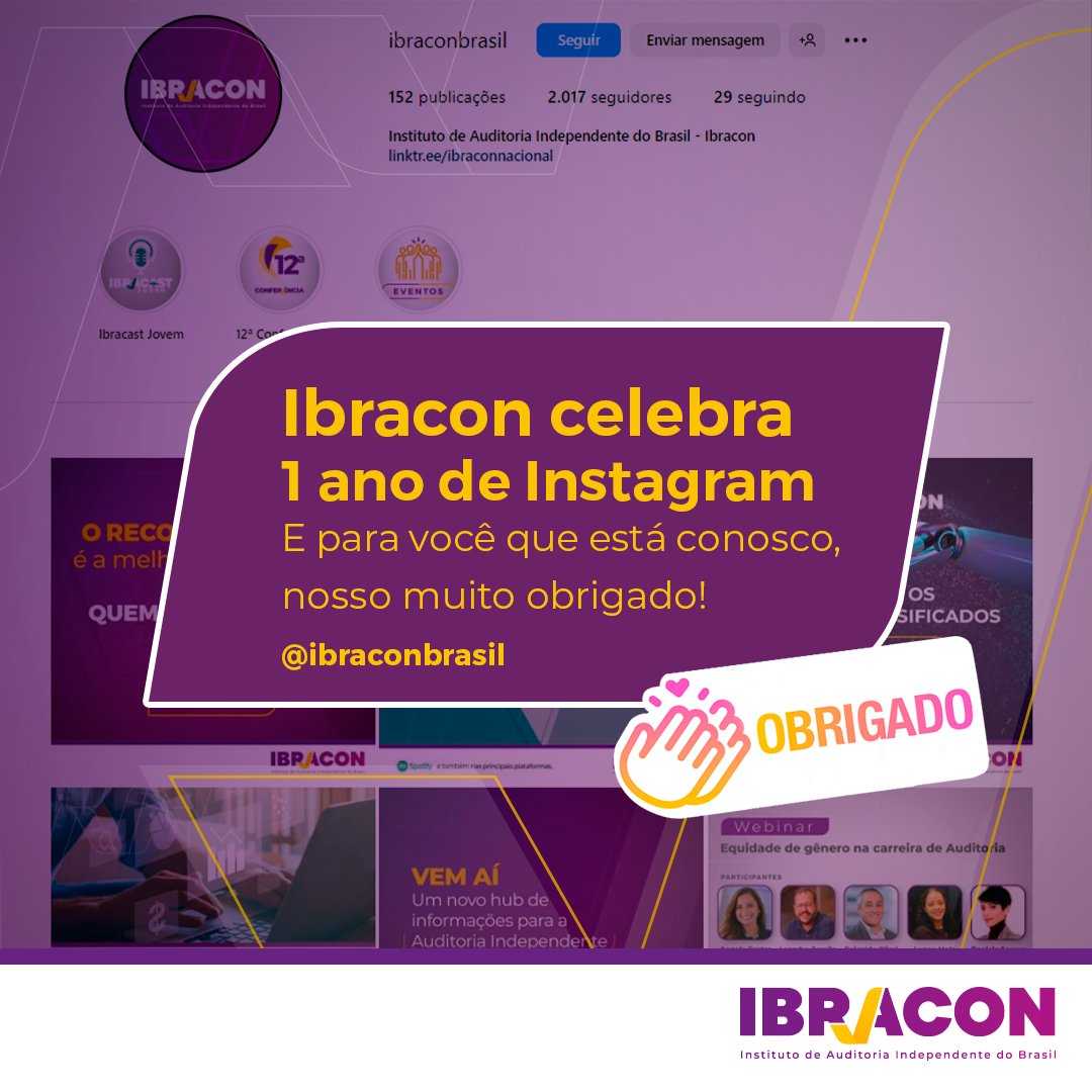 ibraconnacional's tweet photo. Um ano desde que decidimos atrair mais interessados em conhecer o trabalho do Ibracon e, consequentemente, fortalecemos ainda mais a Auditoria Independente. Se você ainda não segue o nosso perfil por lá, aproveite a oportunidade! https://t.co/abFDWyYECC
#Ibracon #Instagram https://t.co/fgl78eAudY