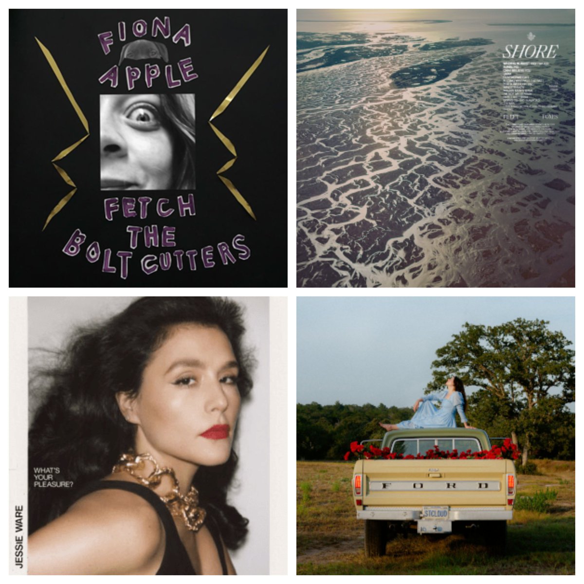 @RichardS7370 1 Fiona Apple- Fetch the Bolt Cutters
2 Fleet Foxes- Shore
3 Jessie Ware- What's Your Pleasure?
4 Waxahatchee- Saint Cloud
5 Phoebe Bridgers- Punisher

HM: Dua Lipa, Sault, RTJ, Andy Shauf, Perfume Genius, Idles, Taylor Swift, The Killers, Jason Isbell, Fontaines D.C.
#5albums20