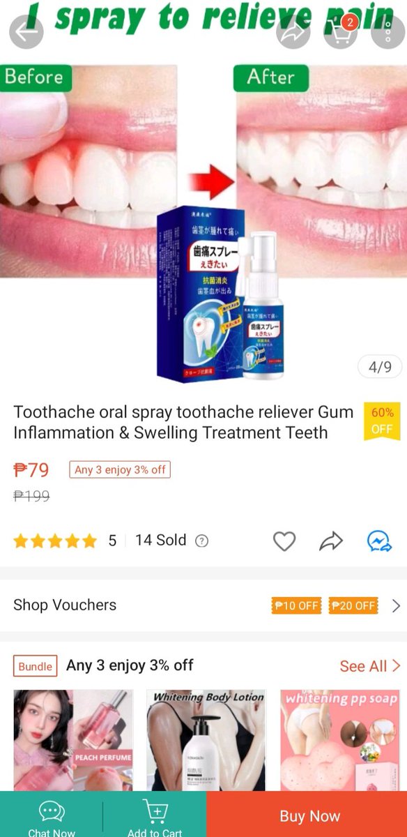 BartolomNim's tweet photo. Check out Toothache oral spray toothache reliever Gum Inflammation &amp; Swelling Treatment Teeth Care 20ml at 60% off! ₱79 only. 

👇👇
🛒Get it on Shopee 
https://t.co/LPWzD0zmDW

#toothache #gumreliever #shoponline #reelshopping #shopeeph #onlinebudolfinds https://t.co/cxd9hg4c2g