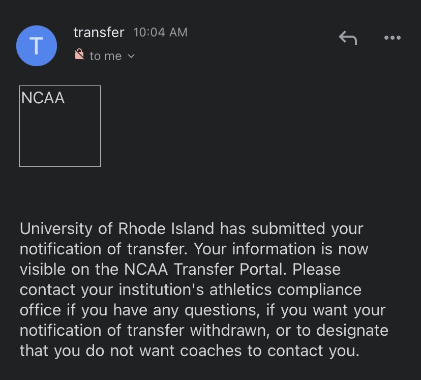 I would like to thank my coaches and teammates at the University of Rhode Island for everything they have done for me. With that being said, I am entering the transfer portal at 18 years old with 4 years of eligibility.