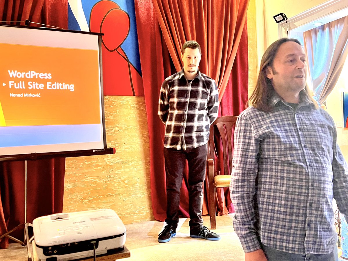 MajaDidIt's tweet photo. Having some great time @WordPressVrsac meetup with Nenad Mirkovic of @GoDaddyPro explaining full site editing with #WordPress websites
🎤 Aleksandar Pasku
📸 Ziva Milosevic
🕵️♂️ @EndE94 #WPVS #FSE https://t.co/e1VfIpLCzW