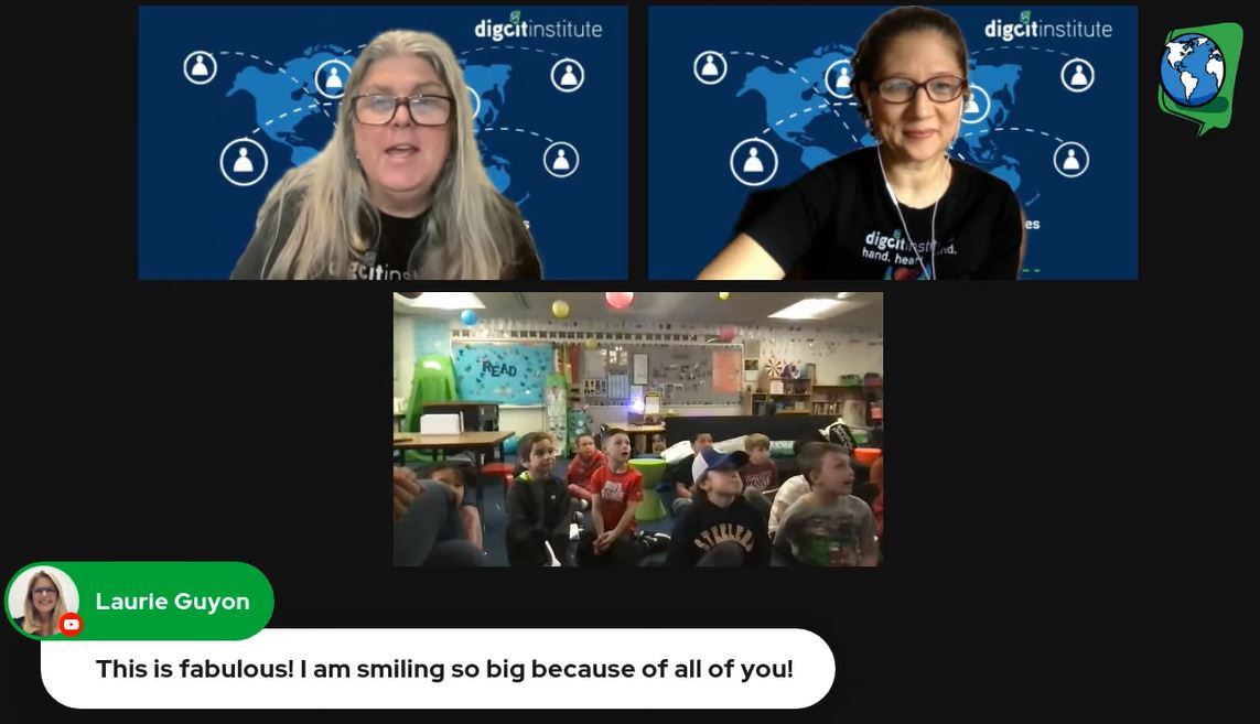 #Jenallee had a blast tuning in to the final episode of the #GlobalStudentShowcase with @MrsHayesfam and her 2nd graders! 🎉

Such an inspiring month! 💖 Thank you to everyone that participated! @digcitinstitute 
#UseTech4good #CISDDigCit @WonderNamya