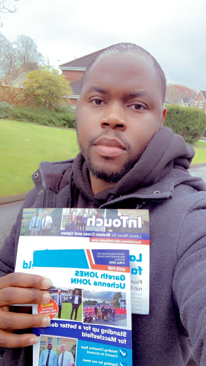 Uche__John's tweet photo. I walked over 12 miles delivering leaflets and letters today, I exerted myself a bit more than I did yesterday and I loved every bit of it. #voteconservatives @CandWTories #Macclesfield #brokencross #CHESHIRE #cheshireeast https://t.co/aqf2qYE4SF