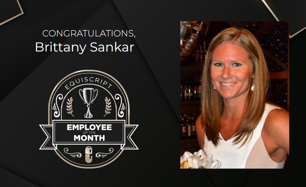 Equiscript's tweet photo. Congratulations to Brittany, Equiscript's Employee of the Month for March! Thank you for all your hard work. #goals #employeeofthemonth #HR #equiscript https://t.co/VKupq2UgZO