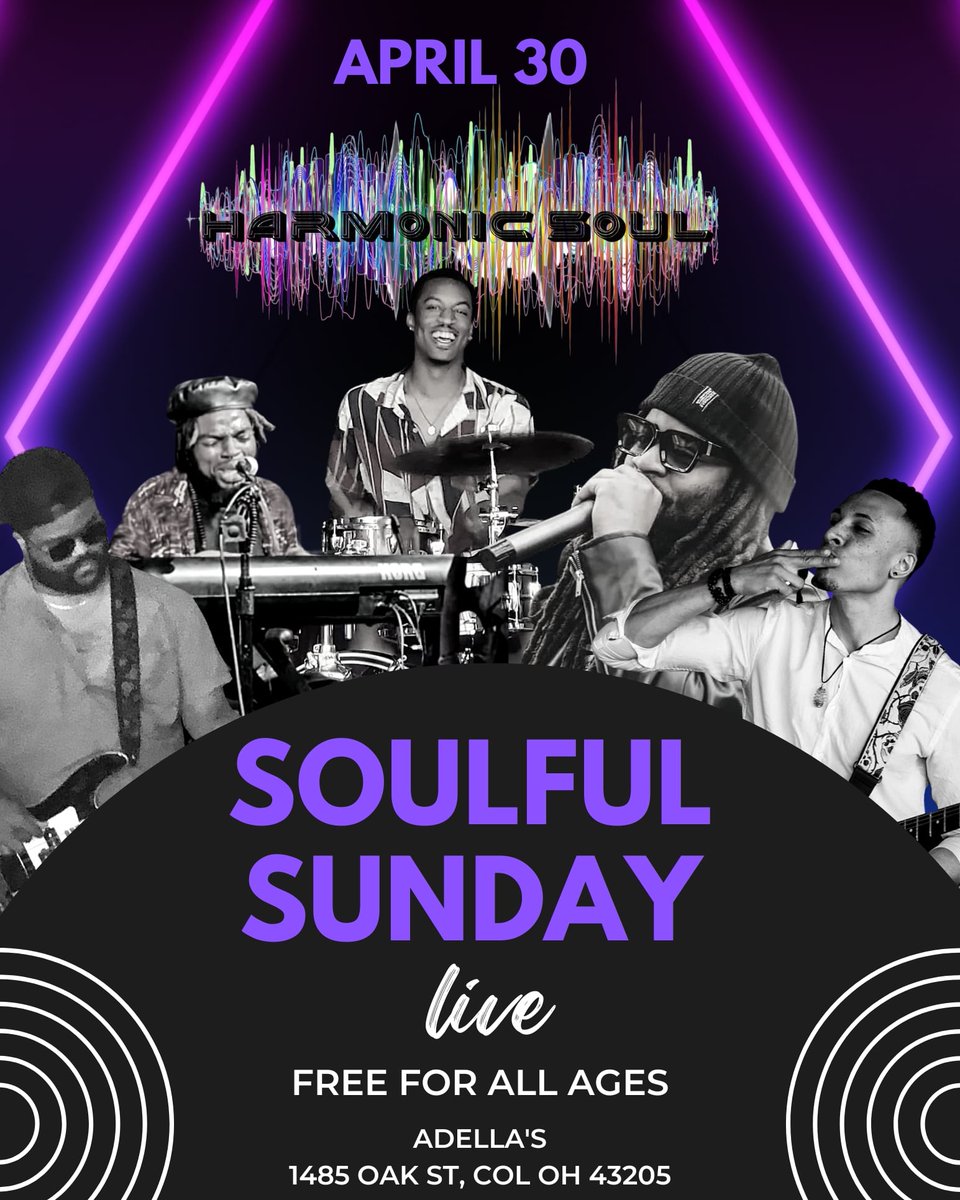 Pull up on us, <a href="/HarmonicSoulBnd/">Harmonic Soul</a>   to Addella’s this Sunday from 4 to 7 PM. FREE for everyone and you DON'T want to miss it