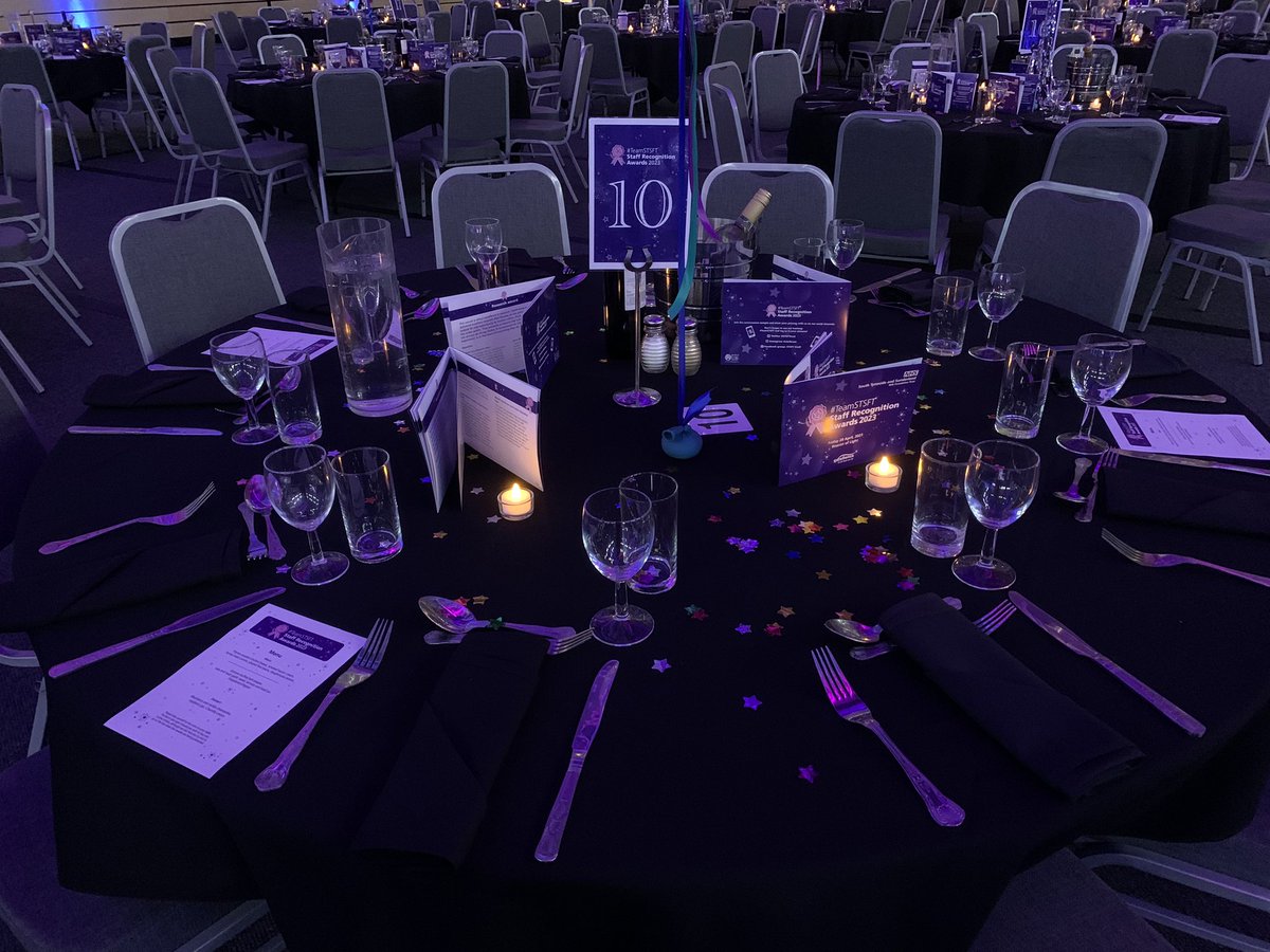 STSFTrust's tweet photo. The room is ready and the stage is set. It’s time for the @STSFTrust staff awards. A chance to recognise our amazing staff 🙌🏻 #TEAMSTSFT #NHS #ONETEAMONETRUST https://t.co/l6oLyKXwMS