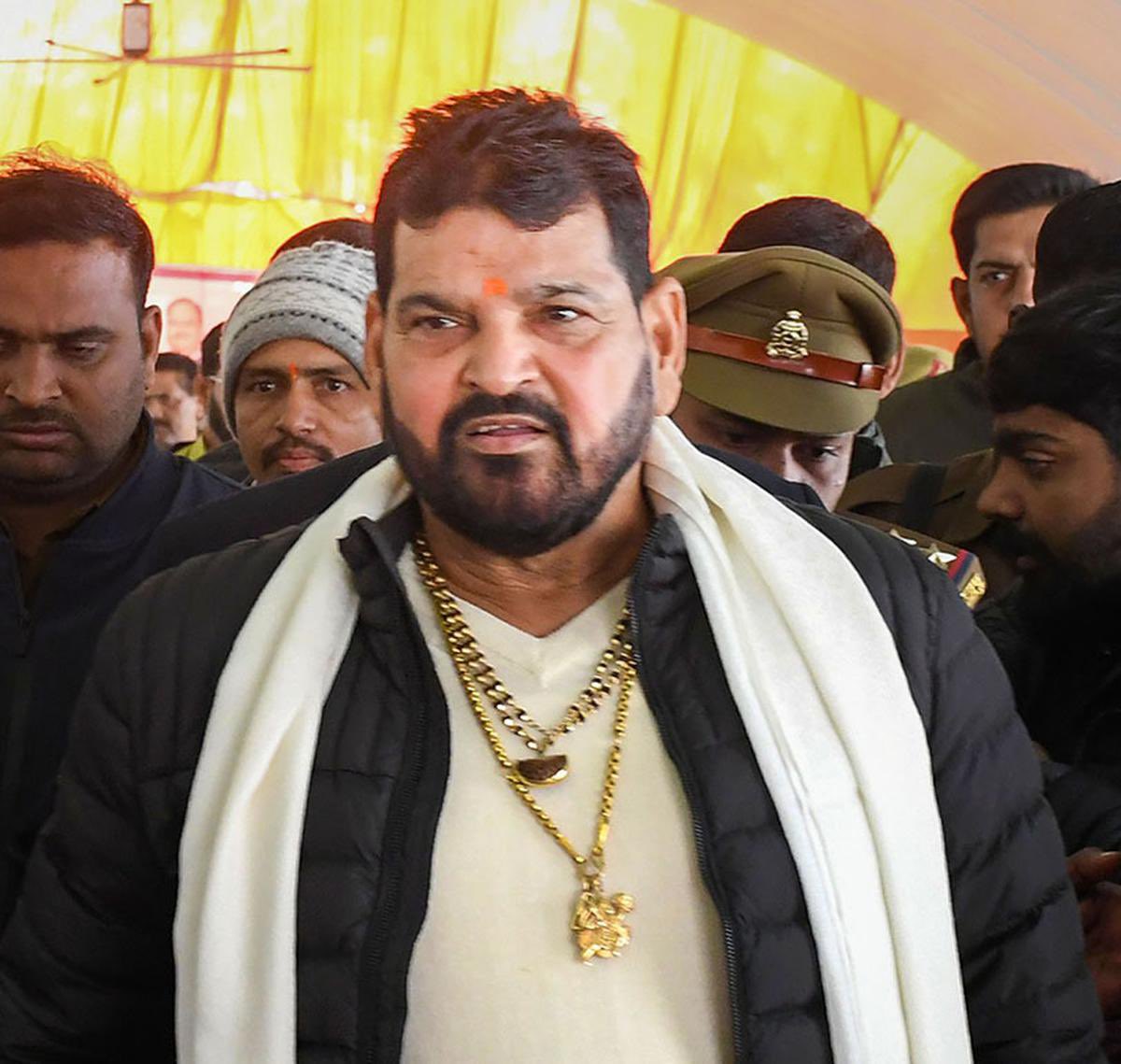 "हम बाहुबली हन, बलात्कारी नाही, पहलवान हन, हनुमान जी के भक्त आहीन, जो ई आरोप सच्चे निकरे तो गोली मार लेब". 

Hindi Translation: मैं बाहुबली हूं, बलात्कारी नहीं हूं, पहलवान हूं और हनुमान जी का भक्त हूं, अगर आरोप सच्चे निकले तो खुद को गोली मारना ज्यादा पसंद करूंगा.
मुझे बृज भूषण