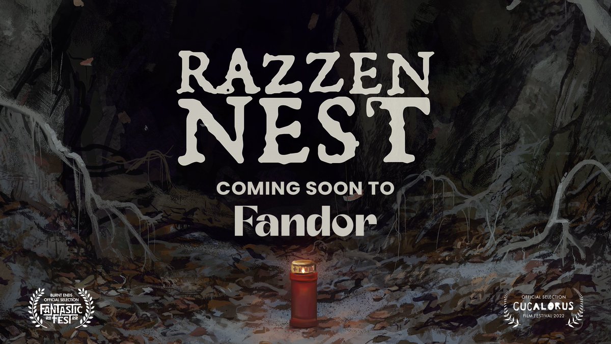 Fandor's tweet photo. "An utterly original auditory experiment that works as sharp satire, hilarious meta-commentary, and absolute nightmare fuel. It's so singularly odd (in the best way) that it's impossible to capture its magic through a simple review" (@xmorbidbeautyx).

RAZZENNEST drops Tuesday!💀 https://t.co/CgspD0BxtG