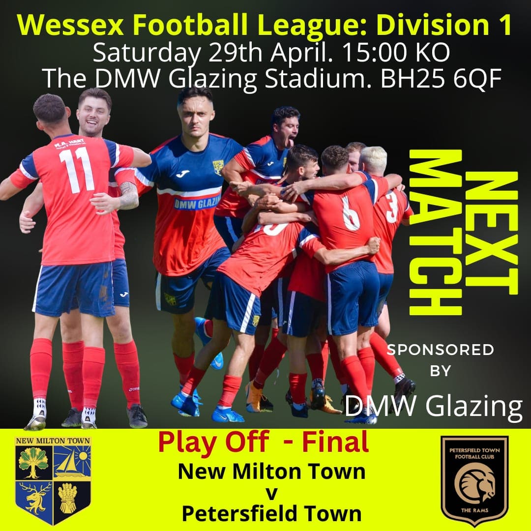 Tomorrow 🏆
<a href="/WessexLeague/">Velocity Wessex League</a> Play-off Final v <a href="/PTFCTheRams/">Petersfield Town FC 🐏</a> 
* We have a wedding in our main function room, please only use the members bar entrance by the Stadium entrance. All football traffic to use the overflow car park,  stewards will direct you 🦺 *
🔴🔵 #UpTheLinnets
