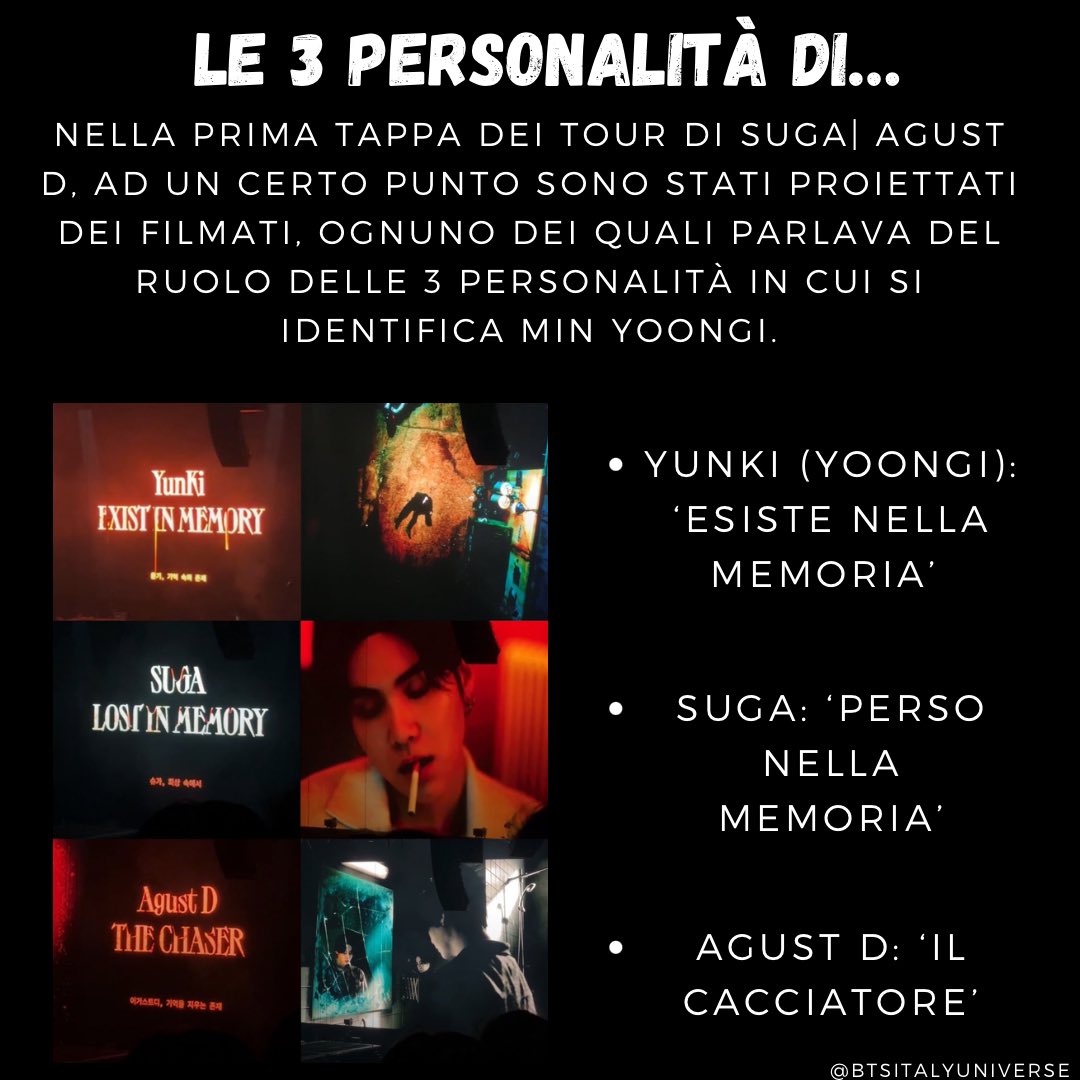 BtsItalyUni's tweet photo. 🇮🇹LE TRE PERSONALITÀ DI MIN YOONGI!!!
E voi che ne pensate di queste teorie?! 

#AgustD_SUGA_Tour 
#SUGA_AgustD_TOUR_in_NY #AgustD #SUGA #yonngi #MinYoongi #D_Day 
#BTS #방탄소년단 #nam #namjoon #kimnamjoon #rm #jin #seokjin #kimseokjin #hobi #jhope #hoseok #junghoseok #jimin #v https://t.co/asHGy4w6GJ