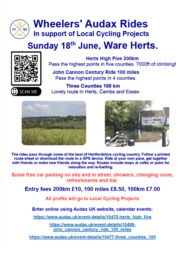 HertsWheelers's tweet photo. @PhilLiggett @JezCox we are restarting the Hertfordshire Wheelers Audax rides. Local community cycling projects will get the surplus. Any help publicising greatly appreciated. https://t.co/GUCn76ls1j