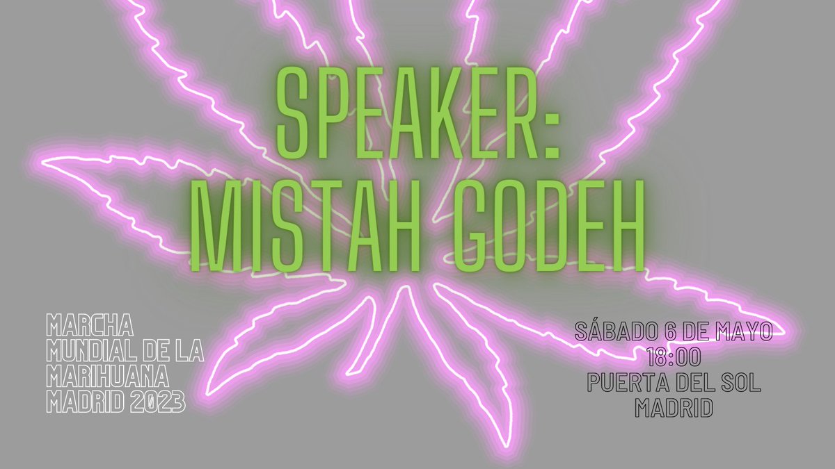 Muchas gracias <a href="/MistahGodeh/">MISTAH GODEH a.k.a. Reuben Hemp</a> por colaborar en la Marcha Mundial de la Marihuana Madrid 2023
🙌🙌🙌

#MMMM23📢📢📢