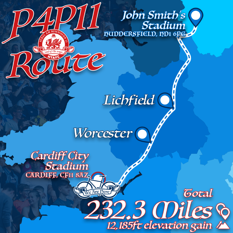 htafc's tweet photo. A reminder just how far our #P4P11 cyclists have travelled! 🤯
Congratulations to all the riders! 👏
Please donate if you can ⤵️
#htafc | @MillersOilsLtd