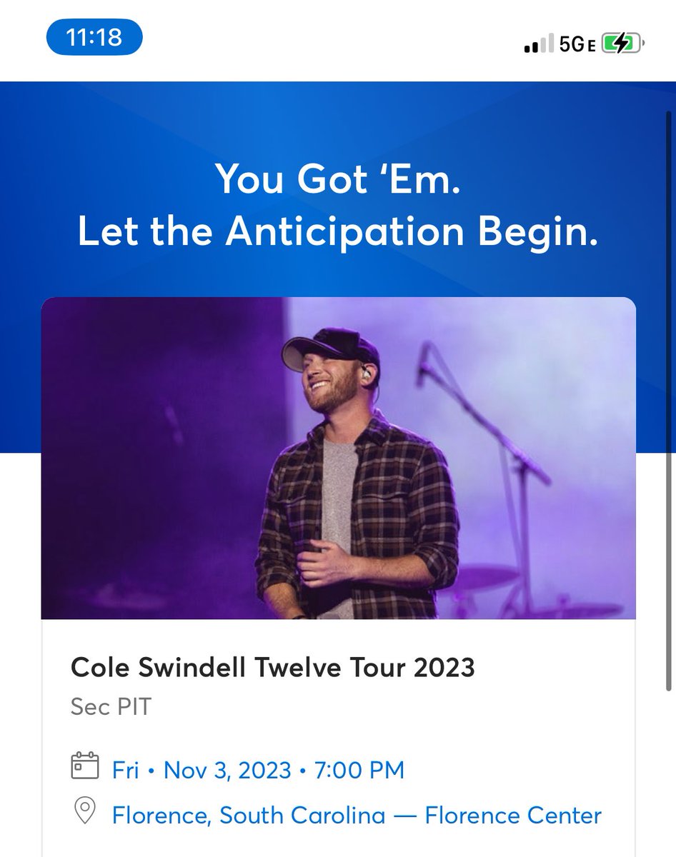 Toribrookesnell's tweet photo. @coleswindell you’ll get to see how cute he really is in November because we got pit tickets! 🥳 can’t wait to celebrate him being 5 by bringing him to your show https://t.co/yy2FKWnYAA