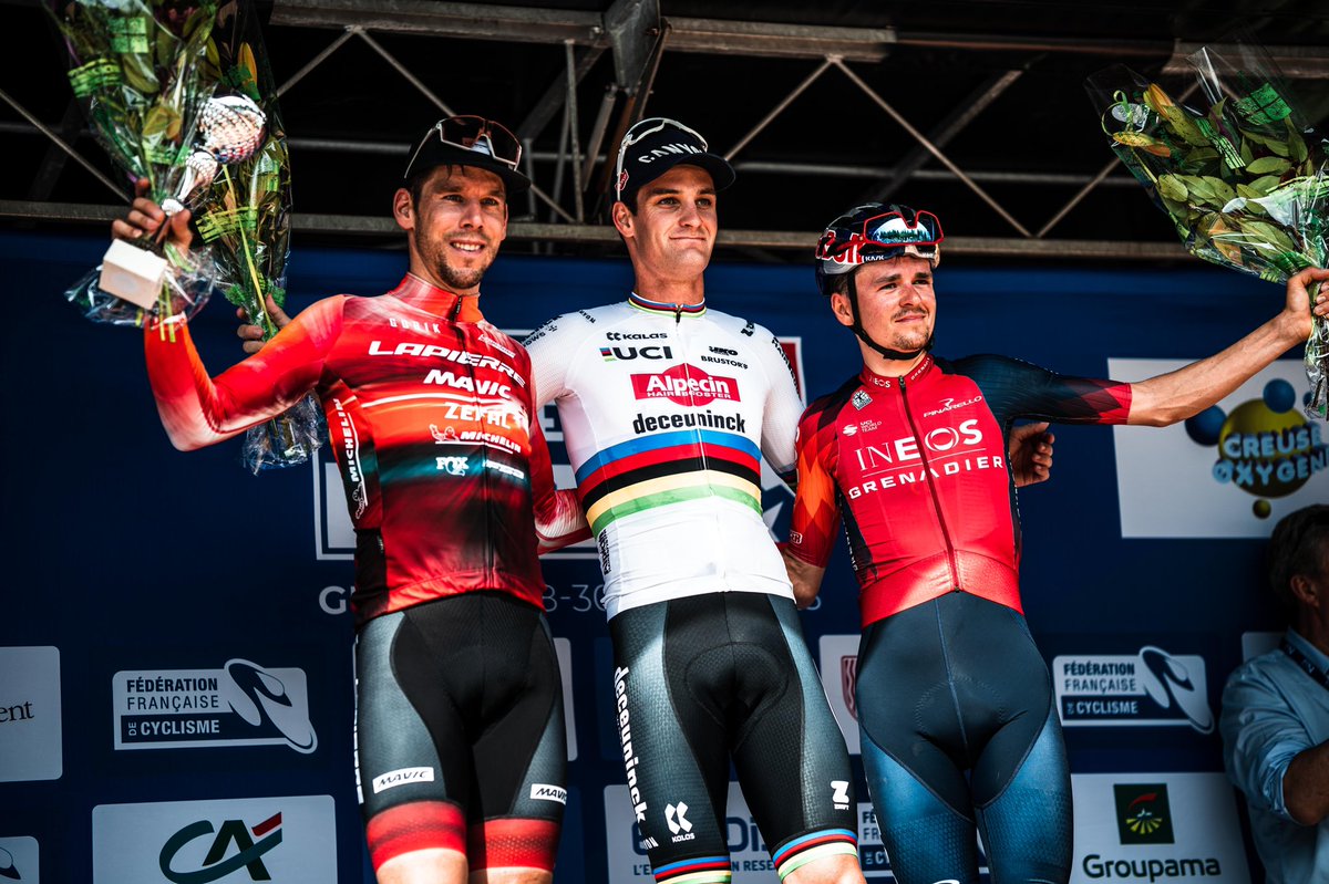 AlpecinPT's tweet photo. First time in this wonderful @Kalas_cc World Champion kit, and immediately winning. @samgazemtb kicked off the MTB weekend in Guéret in the best possible way. 🥇 in the XCC event! 

#AlpecinDeceuninck #SamGaze 

📷 Noam Meresse https://t.co/wB1qD68641
