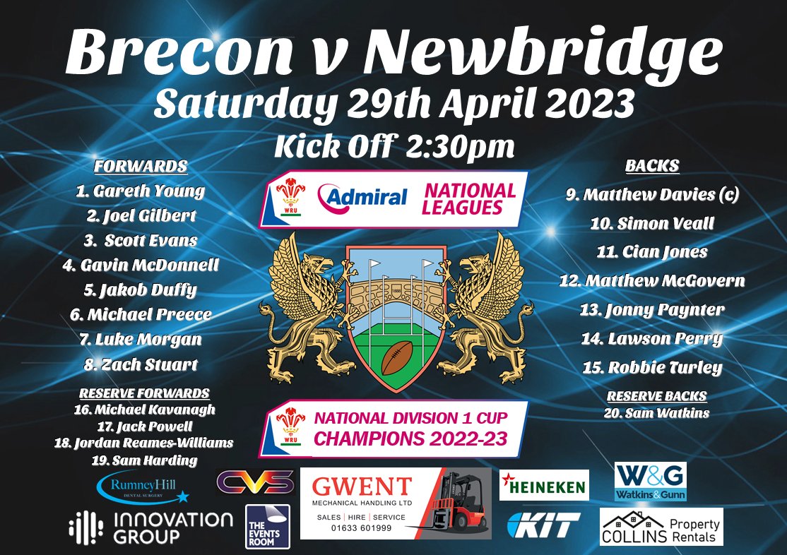 newbridgerfc's tweet photo. TEAM NEWS | It's the "business end" of the season and the big games just keep coming! Tomorrow sees our team travel to Brecon in the league - here are the blue🔵 and blacks⚫️ that have been chosen. Good luck lads🍀💙🖤 https://t.co/AWTMH9ffxP