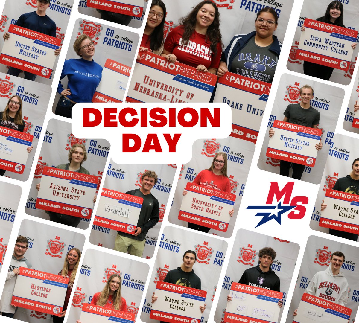 MillardPS's tweet photo. College Decision Day! #Proud2bMPS @MSCounseling @MSHSactivities https://t.co/goeoBaUD0l