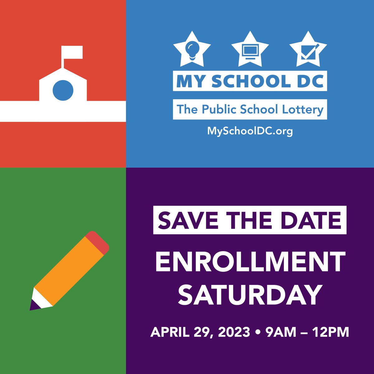 Get your child ready for another year of success.

Families can enroll their students for the 2023-24 School Year in person tomorrow:

🗓Saturday, April 29
⏰9AM
Check participating schools ➡️ myschooldc.org/enroll/enrollm…