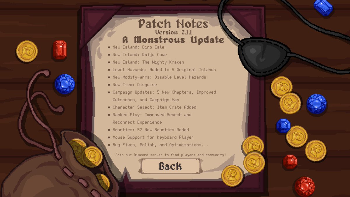 willwinngames's tweet photo. Version 2.1 of Plunder Panic is NOW AVAILABLE on all platforms! Including three new monstrous islands, island level hazards, single player campaign improvements, &amp; more! 

Download the FREE demo and play with your friends! 
#indiegame #indiedev https://t.co/9Y0TYjGB1L