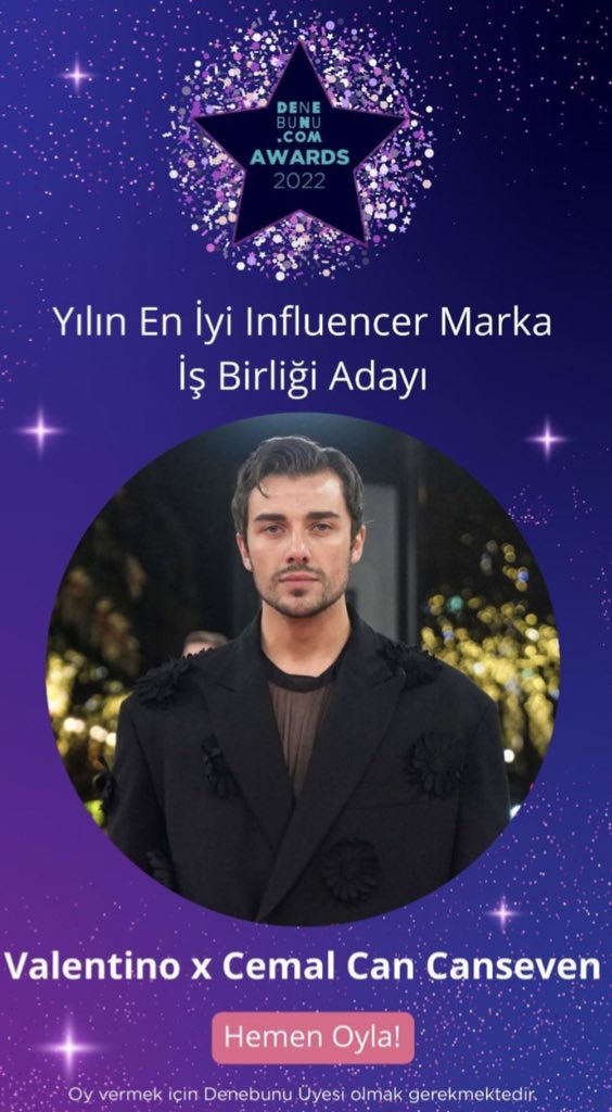 cccfcofficial's tweet photo. Cemal Can Valentino iş birliği ile Denebunu Awards 2022 Yılın En İyi Influencer Marka İş Birliği Adayı.💜✨
Oy vermek isteyenler için link; https://t.co/csZ0vfCj6u
@CansevenCemal • #CemalCanCanseven #CCCFC #DenebunuAwards2022 https://t.co/nN3HKDxQtA