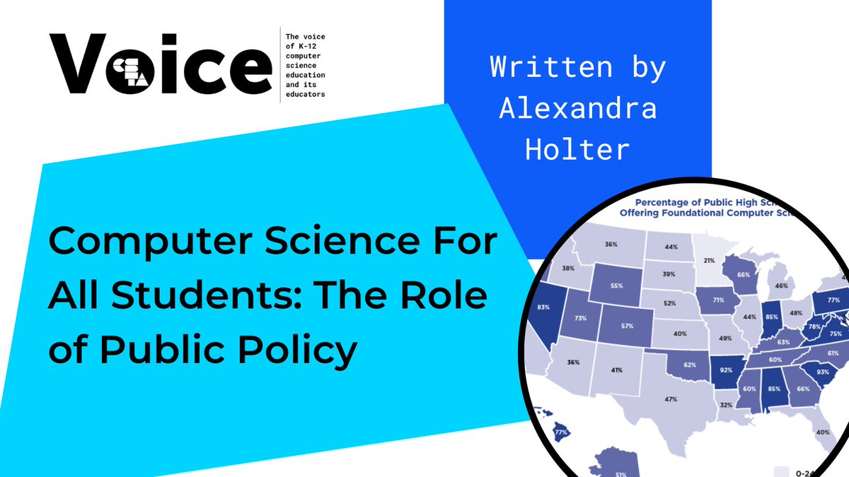 “I speak to you from my state's perspective (Minnesota - last in the nation) in hopes that others will find themselves reflected in some of our struggles and be called to action.”

Read Alexandra Holter’s public policy piece: ow.ly/u4hO50NUrQB

#CSTAVoice #CSforAll #CSEd