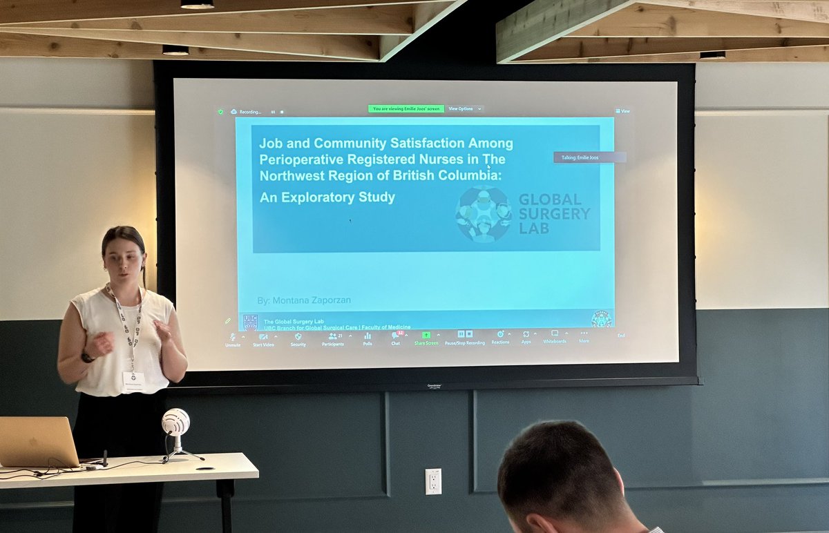 Mina Salehi (@minasalehi90) on Twitter photo Our next speaker, Montana Zaporzan, on retention of pre-op nurses in Northern BC.
<a href="/EmilieJoos/">emilie joos</a> <a href="/UBC_Global_Surg/">UBC Branch for Global Surgical Care</a> <a href="/ubcgensurg/">UBC General Surgery</a> @UBCmedicine <a href="/OFFTHETABLE_POD/">OFF THE TABLE PODCAST</a> #globalhealth #globalsurgery #BritishColumbia <a href="/MSF_canada/">Doctors Without Borders / Médecins Sans Frontières</a> <a href="/DoctorsOfBC/">Doctors of BC</a> <a href="/BCFamilyDoctors/">BC Family Doctors</a> @ResidentDocsBC Our next speaker, Montana Zaporzan, on retention of pre-op nurses in Northern BC.
<a href="/EmilieJoos/">emilie joos</a> <a href="/UBC_Global_Surg/">UBC Branch for Global Surgical Care</a> <a href="/ubcgensurg/">UBC General Surgery</a> @UBCmedicine <a href="/OFFTHETABLE_POD/">OFF THE TABLE PODCAST</a> #globalhealth #globalsurgery #BritishColumbia <a href="/MSF_canada/">Doctors Without Borders / Médecins Sans Frontières</a> <a href="/DoctorsOfBC/">Doctors of BC</a> <a href="/BCFamilyDoctors/">BC Family Doctors</a> @ResidentDocsBC