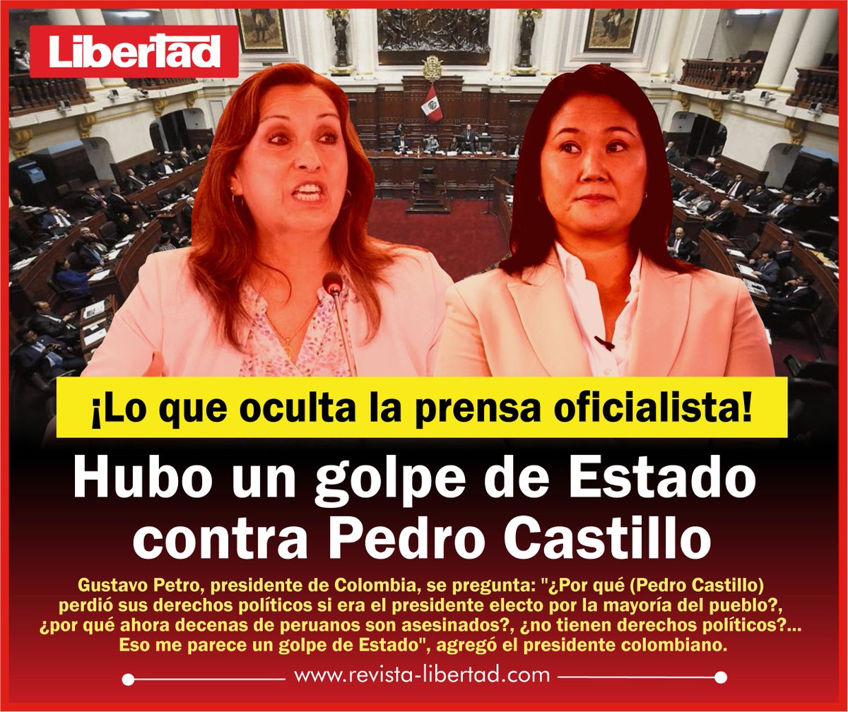 LibertadRevista's tweet photo. 𝐇𝐮𝐛𝐨 𝐮𝐧 𝐠𝐨𝐥𝐩𝐞 𝐝𝐞 𝐄𝐬𝐭𝐚𝐝𝐨 𝐜𝐨𝐧𝐭𝐫𝐚 𝐏𝐞𝐝𝐫𝐨 𝐂𝐚𝐬𝐭𝐢𝐥𝐥𝐨, 𝐬𝐞𝐠𝐮́𝐧 𝐆𝐮𝐬𝐭𝐚𝐯𝐨 𝐏𝐞𝐭𝐫𝐨
📷📷𝑳𝒆𝒆𝒓 𝒎𝒂́𝒔: https://t.co/6k2M5y7935 https://t.co/4Phf5kCZrm