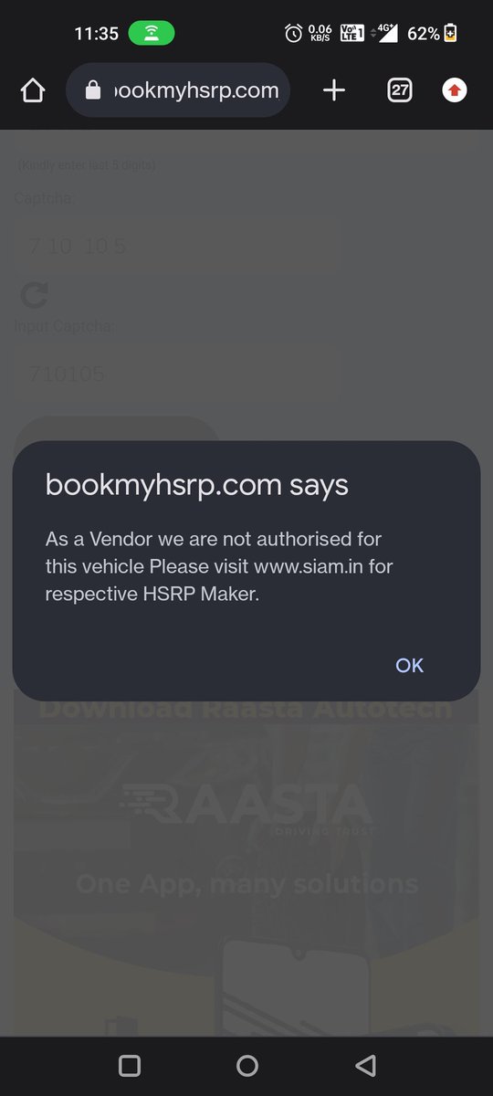 veer94315's tweet photo. Error on Hsrp website https://t.co/9JkDCObuW5