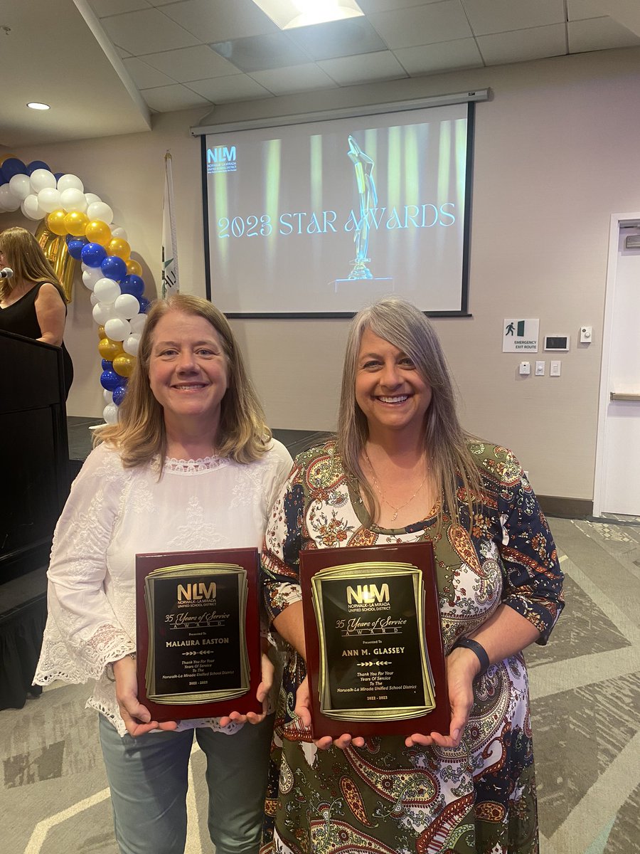 Mrs. Easton and Ms. Glassey have dedicated 35 years of service to NLMUSD students! We appreciate you! #wearelapluma