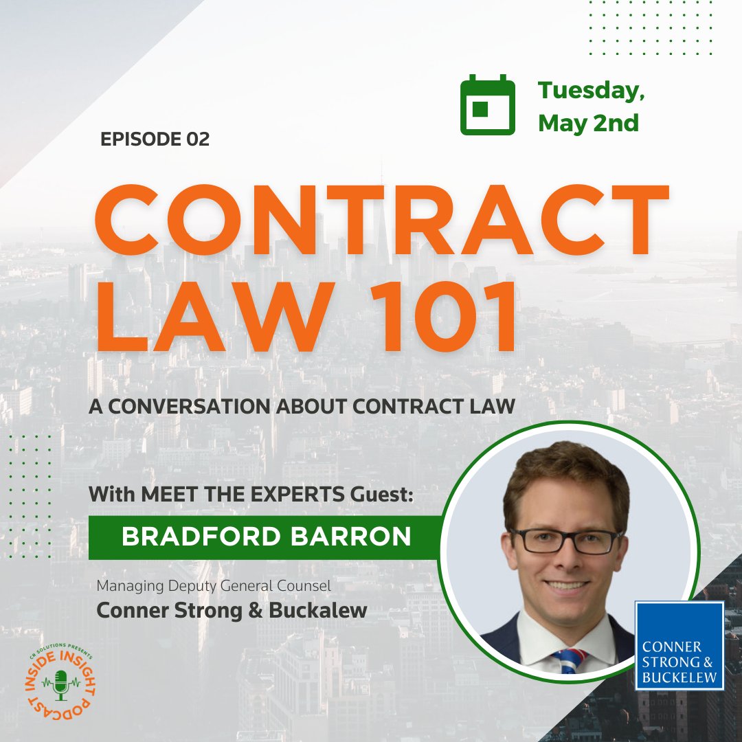 CRSWrapUps's tweet image. 🚧 Ready to learn about the importance of contracts in construction and insurance? This episode is a deep, yet entertaining look at the world of contracts and the legalese behind it. hubs.li/Q01Mgvxv0
#InsideInsight #ContractLaw101 #Construction #Insurance #ComingSoon #Risk