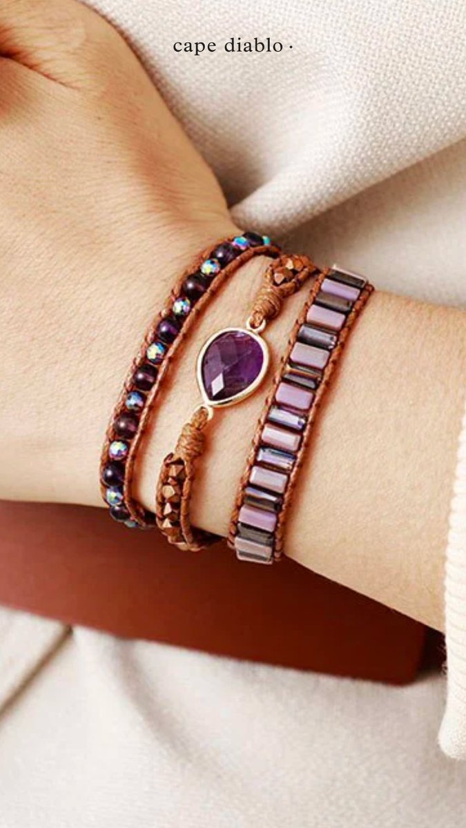 capediablo's tweet photo. Precious Amethyst Teardrop Wrap Bracelet 💜

you can get yours here > https://t.co/d1y3W56Q75 

#naturalstones #capediablo #handmadejewelry https://t.co/RuI1Qwzo1n