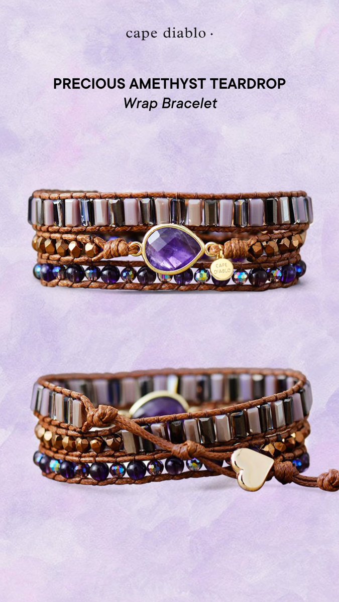 capediablo's tweet photo. Precious Amethyst Teardrop Wrap Bracelet 💜

you can get yours here > https://t.co/d1y3W56Q75 

#naturalstones #capediablo #handmadejewelry https://t.co/RuI1Qwzo1n