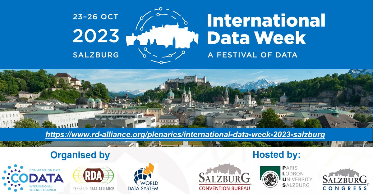 Be Part of International Data Week and RDA in Salzburg, Austria - Call for Sessions is Open! bit.ly/3LNJqBP