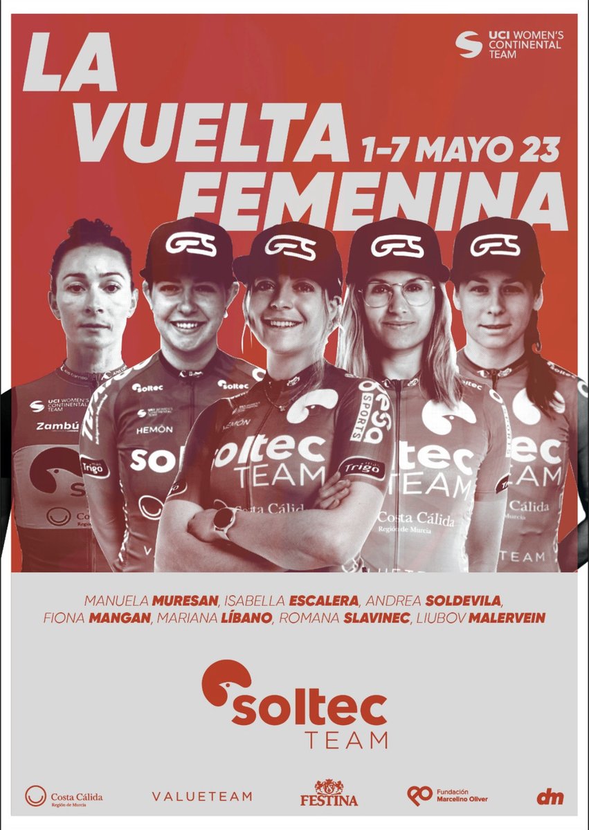 FundMarcelino's tweet photo. Presentamos nuestra corredoras para ⁦@lavuelta⁩ !! #SoltecTeamCostaCálida https://t.co/TibzoCOwKr
