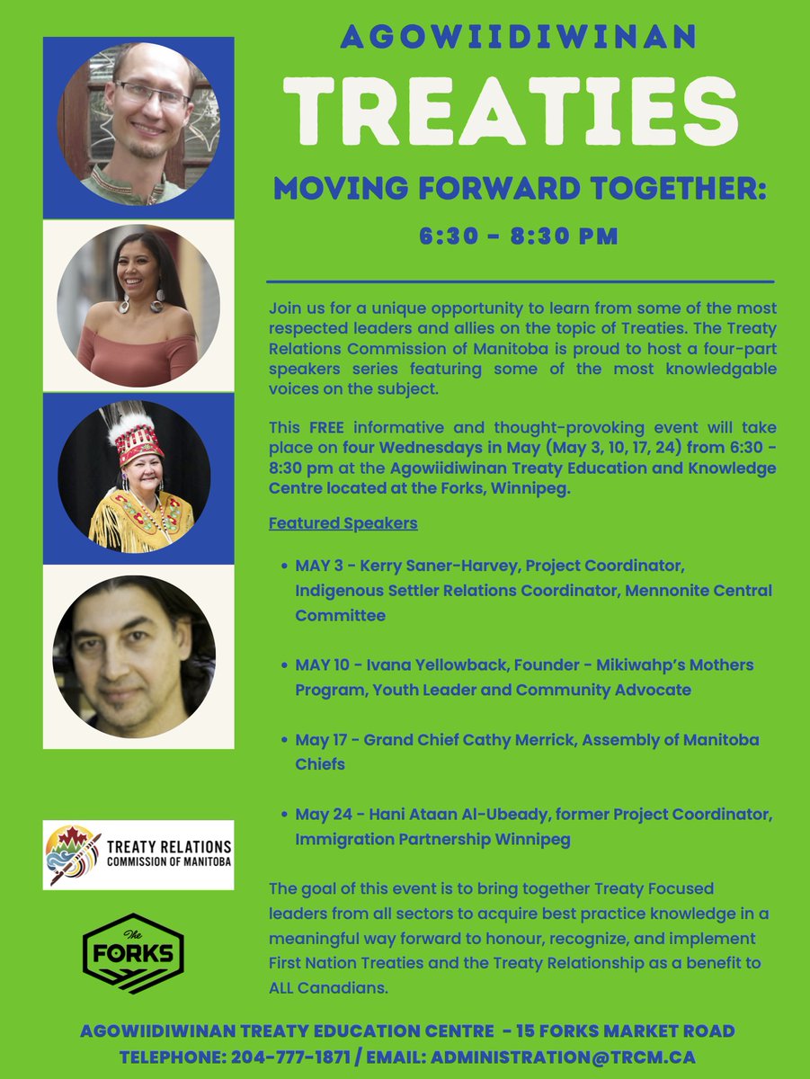Join us for a unique opportunity to learn about Treaties from respected leaders and allies. The TRCM is proud to host a 4-part series (online and in-person) featuring some of the most knowledgeable voices on Treaties. Register now for this event at: shorturl.at/cfLS8