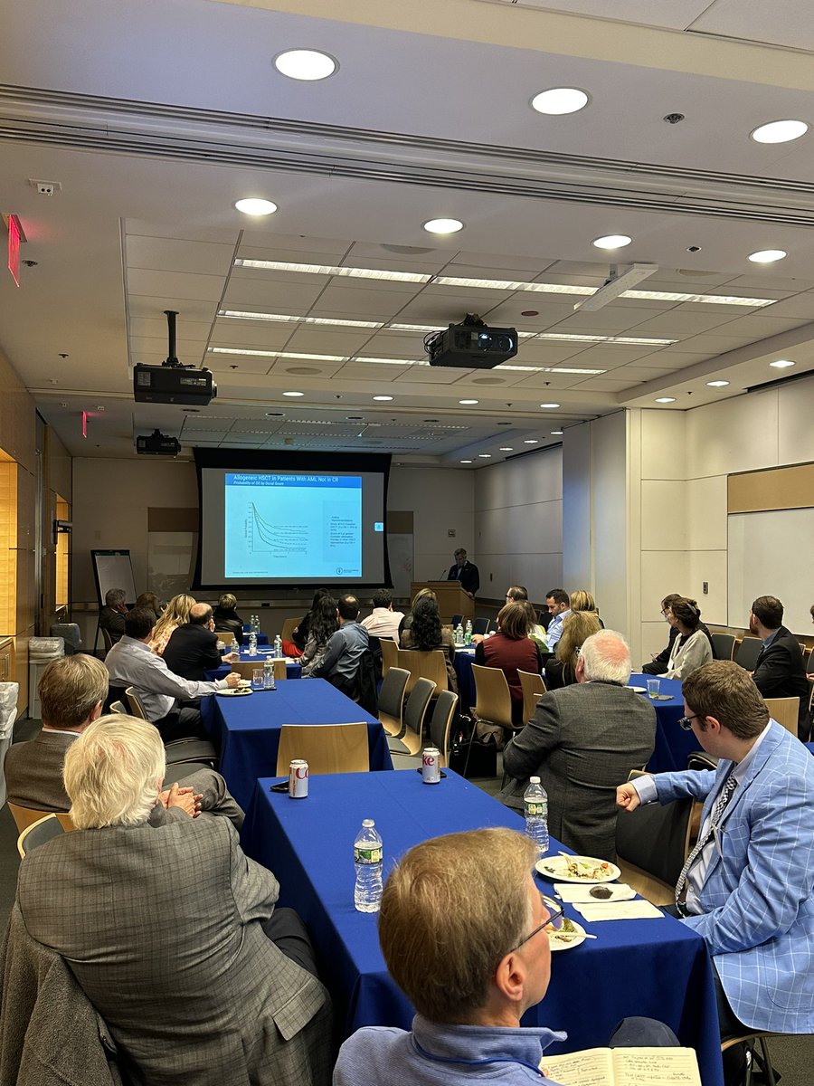 Awesome luncheon debate at #MSKToxTCT Should we always try to achieve remission in AML prior to allo HCT? Yes/No mskcc.org/toxicities <a href="/MSKCME/">MSK CME</a>