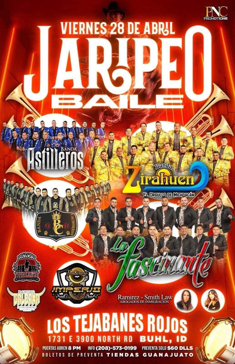 BandaAstilleros's tweet photo. VIERNES 2️⃣8️⃣ DE ABRIL 
“ LOS TEJABANES ROJOS” BUHL, IDAHO.🇺🇸
SÁBADO 2️⃣9️⃣ DE ABRIL 
“WEST JORDAN ARENA” WEST JORDAN, UTAH.🇺🇸
LUNES 1️⃣ DE MAYO
“EL TORO” night club SAN FRANCISCO, CAL.🇺🇸
#BandaAstilleros #AhChingaoApocoHayOtra #BedollaPromotions #GiraUsa2023 https://t.co/6xEKK0GOmv