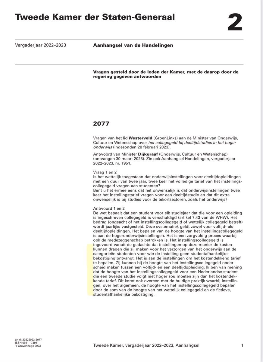 Lisawesterveld's tweet photo. ❗️Vraag! Aan medezeggenschappers op hogescholen en universiteiten.

Bespreken jullie de hoogte van het instellingscollegegeld met je bestuur? Zo ja, welke informatie krijgen jullie? En waarom zou je akkoord gaan met een tarief van 14.000 euro? 
(Mag ook via de mail!) https://t.co/QvhirTf7di