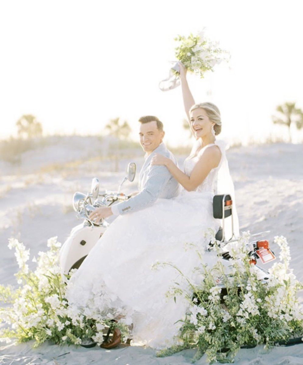 Sometimes all you need is love, a scooter, beach and a smile to begin a forever journey of discovery!  Thank you instagram.com/jaydeephotos_  for this loving shot from Folly Beach, SC  #charlestonwedding #charlestonweddings #follybeach #charlestonsc