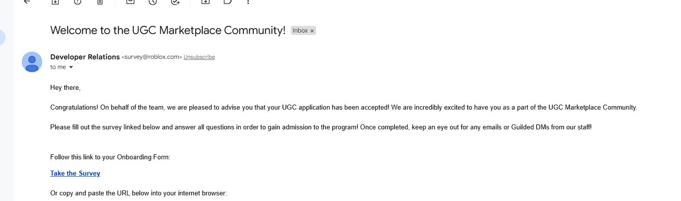 YellowFire on Twitter: "Accepted to UGC!!! 🥳 #RobloxDevs #RobloxUGC #