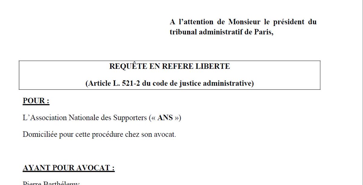 A_N_Supporters's tweet photo. @prefpolice @FFF Nous venons de saisir le tribunal administratif d'une requête de référé-liberté. https://t.co/D1YBw3tSEw
