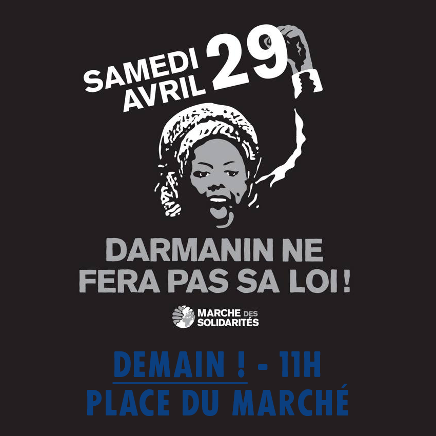 XRPoitiers's tweet photo. Soyons https://t.co/YPAko83be9 pour dire merde à cet empaffé ! 🔥

L’UCIJ, La Marche des solidarités et les collectifs de sans-papiers appellent à organiser dans tout le pays une nouvelle journée nationale de manifestations contre la loi Darmanin le 29 avril (demain !). https://t.co/ydER8Lw9gY