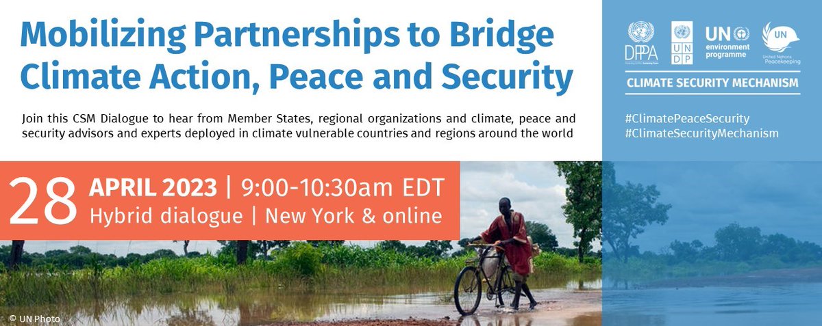 Today the #ClimateSecurityMechanism convened the CSM Dialogue - a roundtable to mobilize partnerships to bridge #ClimateAction #Peace #Security. Encouraging to hear UN #ClimatePeaceSecurity field experts & to be joined by 35+ Member States & regional organizations in NY & online