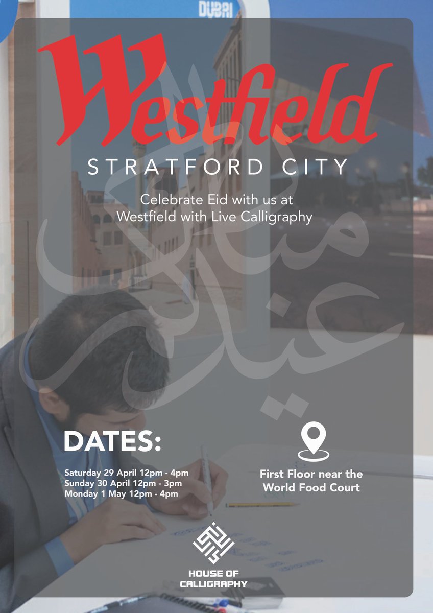 This weekend at <a href="/westfieldstrat/">Westfield Stratford City</a> 
#LiveCalligraphy #CelebrateEid