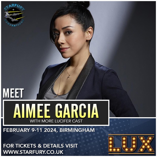 starfuryevents's tweet photo. The first guest for Starfury: LUX 3 is everybody's favourite forensic scientist, Ella Lopez, alias actress @Aimee_Garcia 

https://t.co/AQvyIeXuIN https://t.co/rM74r3hu9i